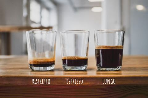 Comparativa ristretto, espresso y lungo