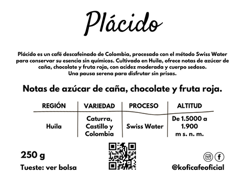Plácido | Colombia Descafeinado | 1 kg